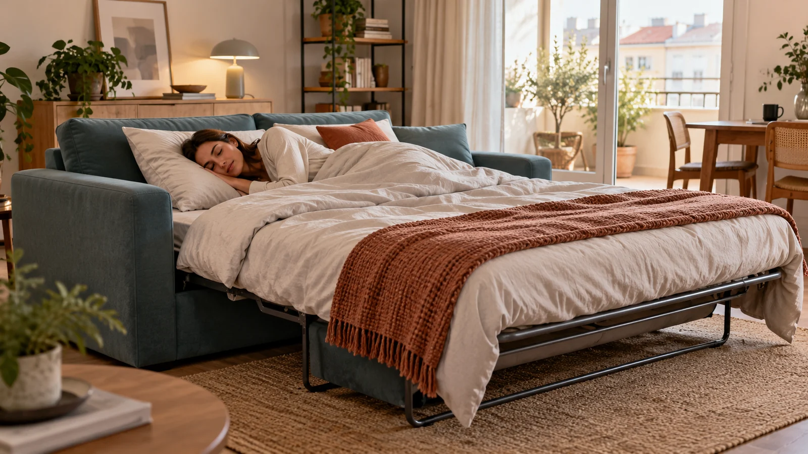 Escena de muebles relacionada con merece la pena un sofá cama para dormir a diario