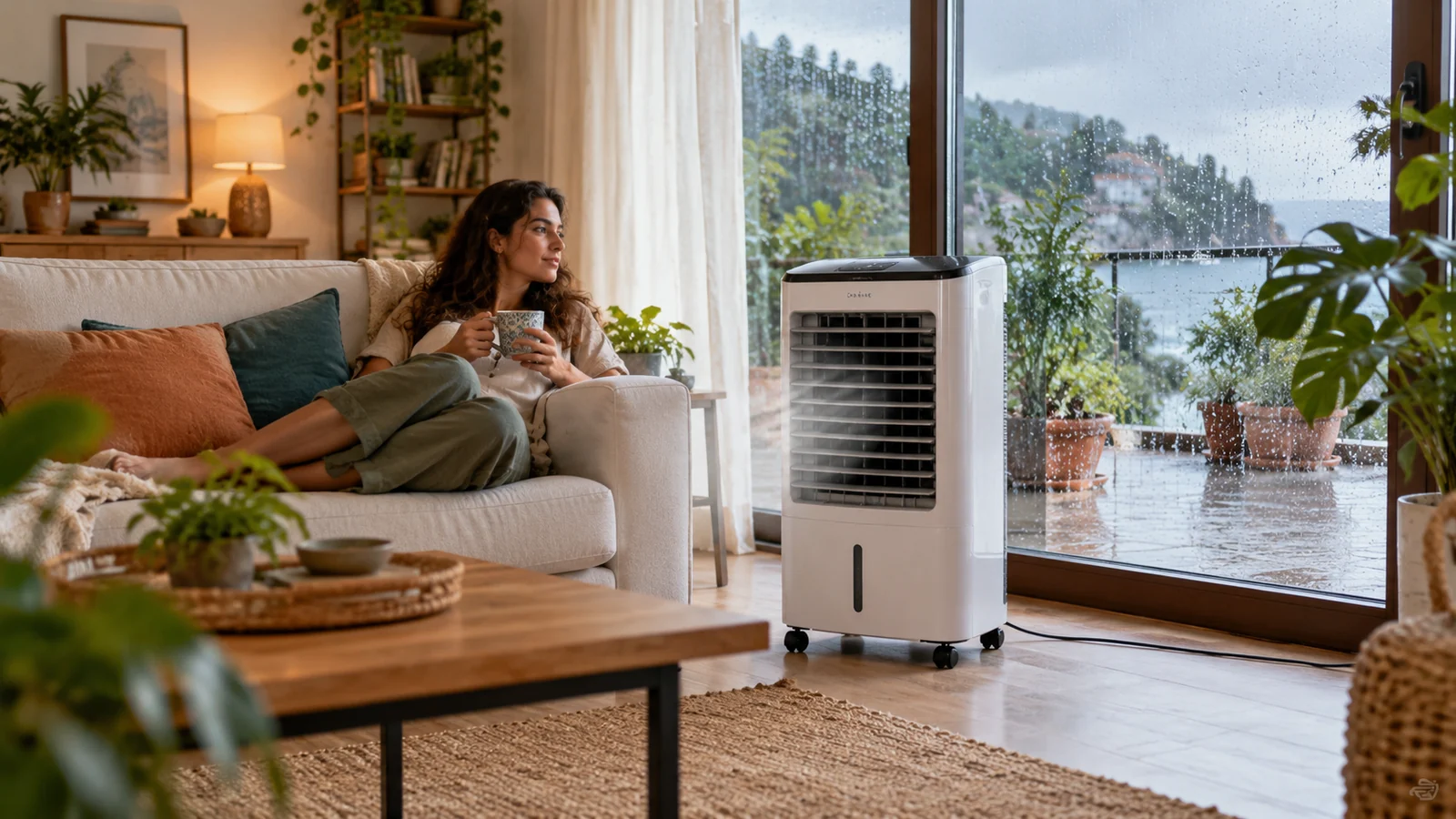 Escena de climatización relacionada con es recomendable un climatizador evaporativo en una zona húmeda