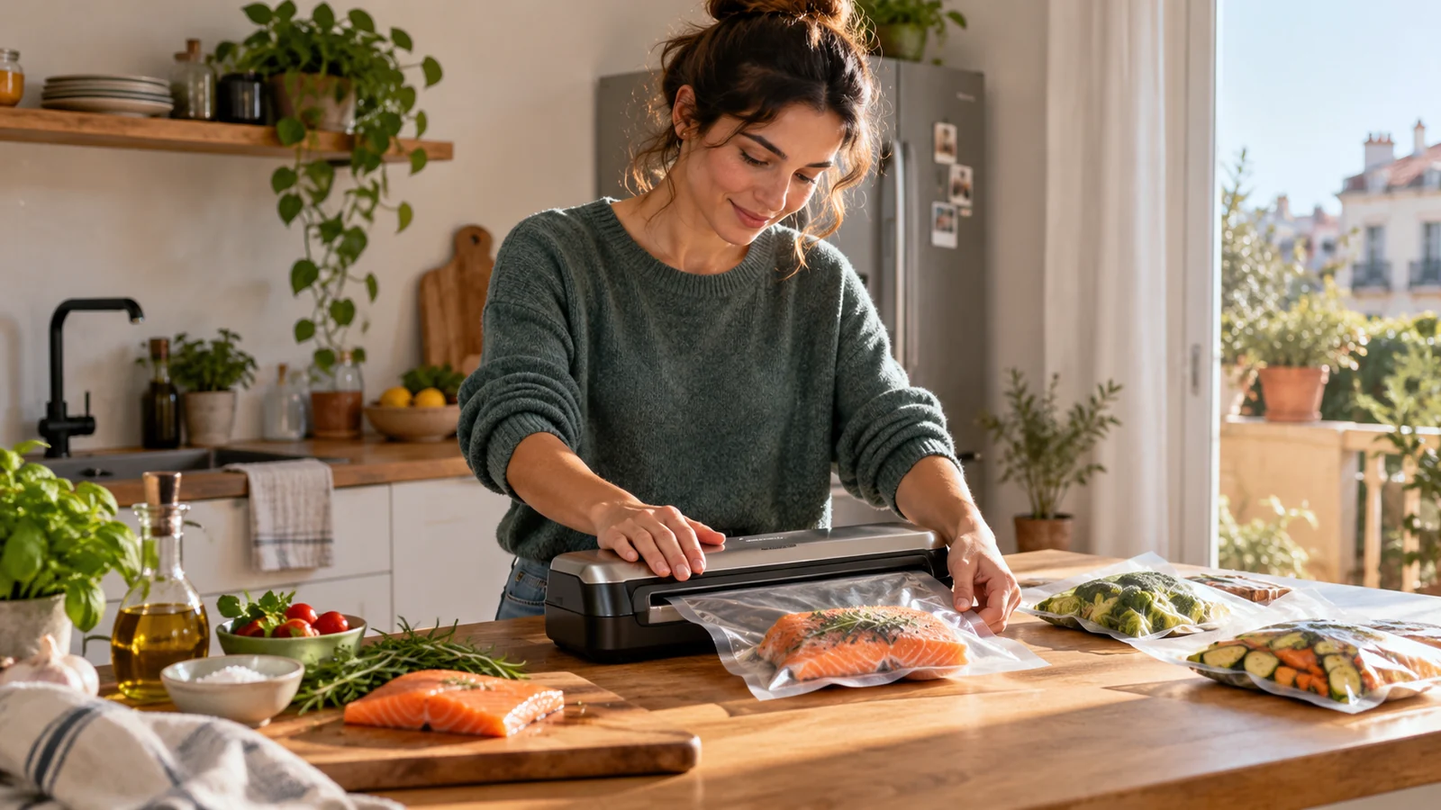 Escena de cocina relacionada con conviene una envasadora al vacío para una persona sola