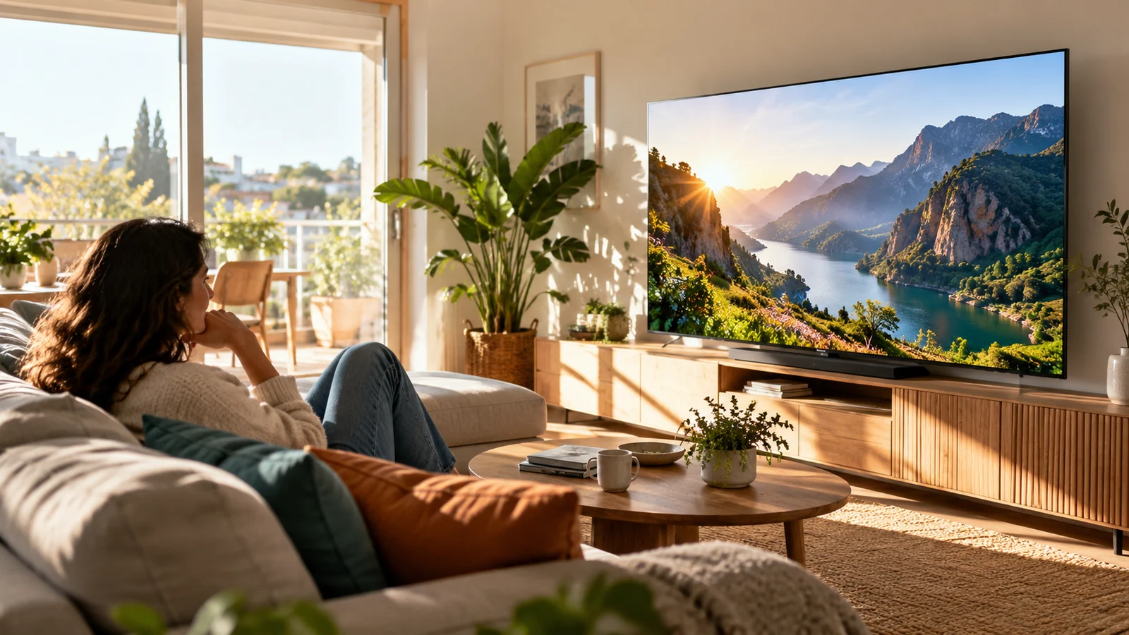 Ilustración editorial para ¿Merece la pena una televisión OLED en una habitación muy luminosa?